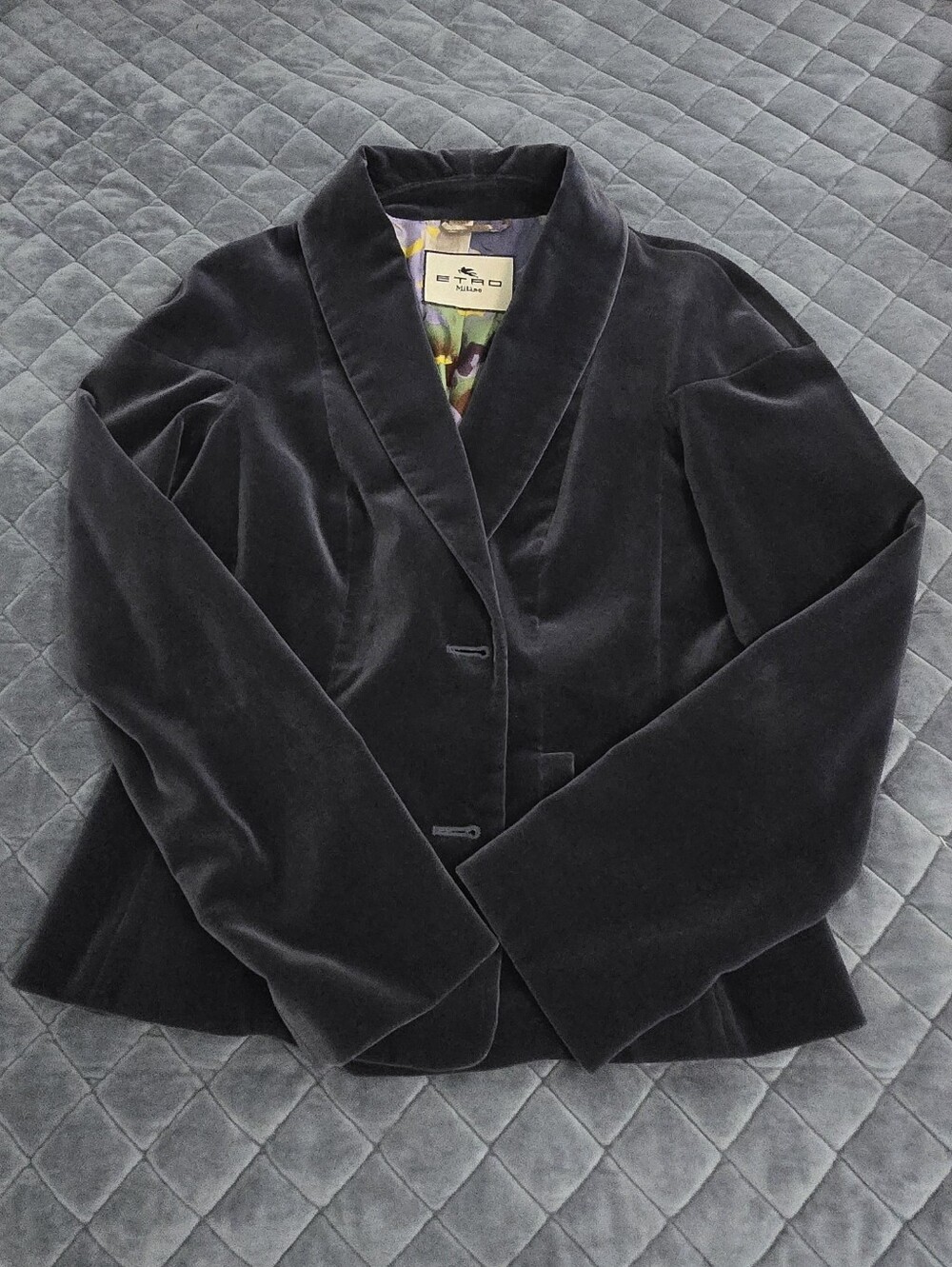 ETRO Milano Black Velvet Silk Lined Women's Blazer IT 48 US 12 - Picture 14 of 15